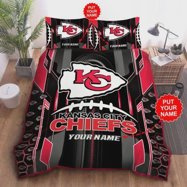 Customize Name Kansas City Chiefs Nfl Football Team Bedding Set Duvet Cover Pillowcases