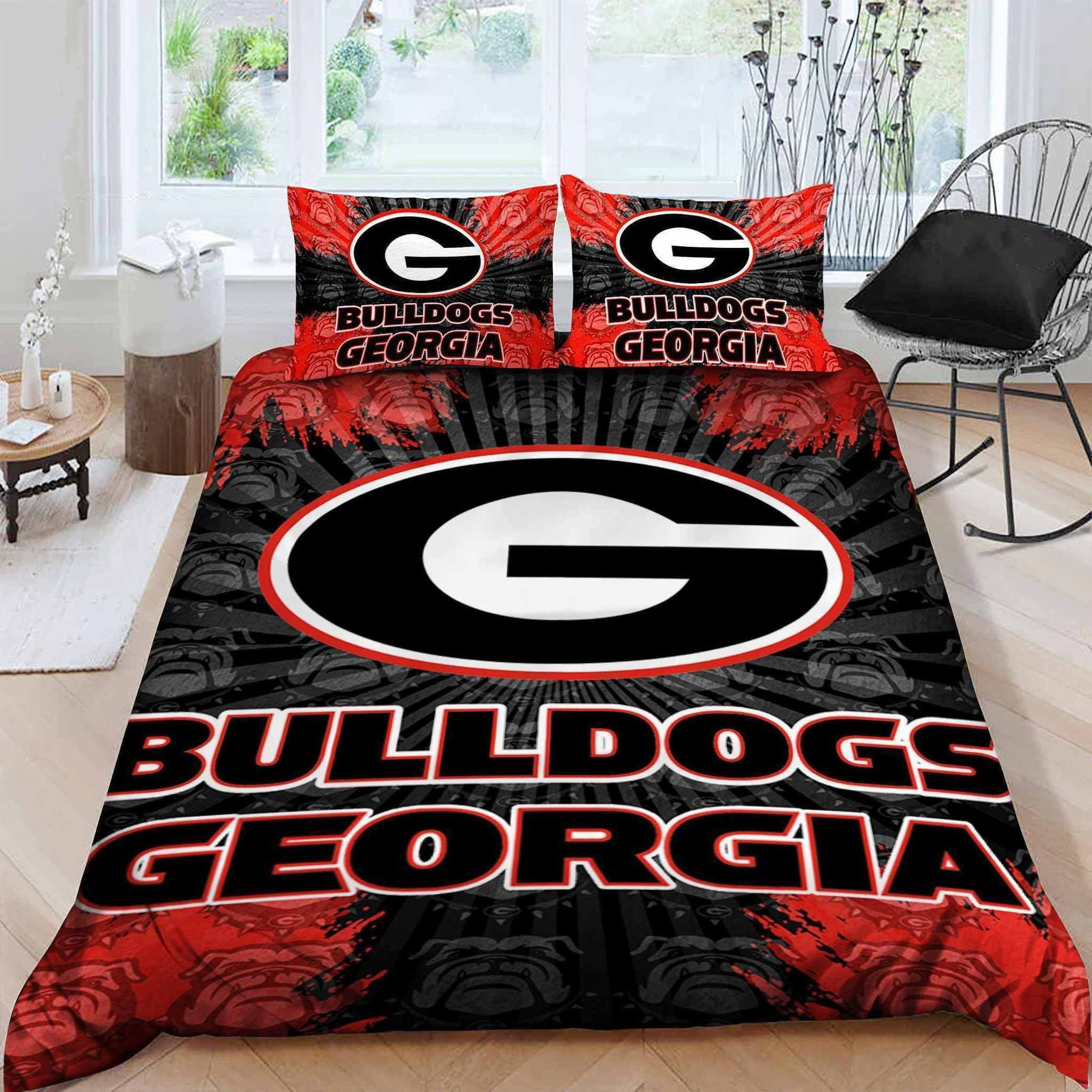 Georgia Bulldogs Bedding Set Sleepy Duvet Cover Pillow Cases