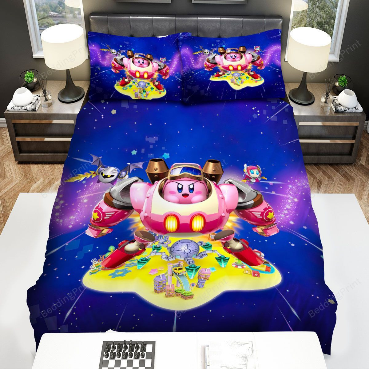 Kirby Robot In Galaxy Bed Sheets Duvet Cover Bedding Sets