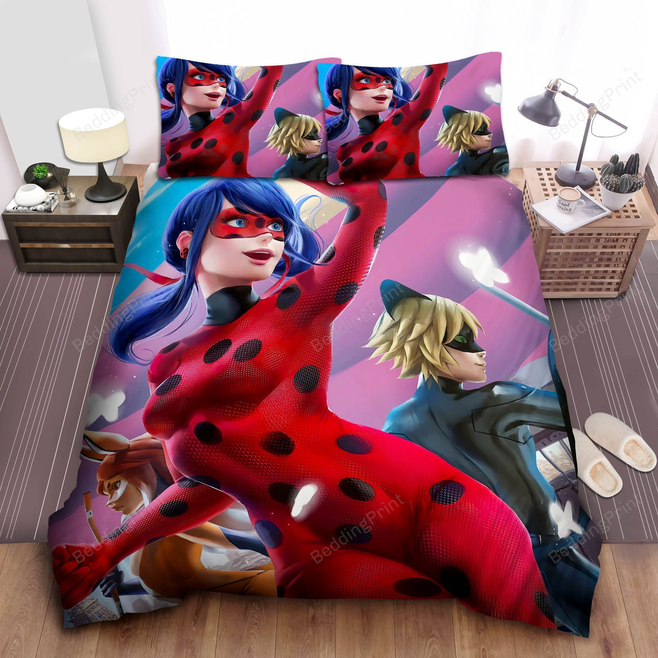 Ladybug Cat Noir And Rena Rouge Bed Sheets Duvet Cover Bedding Sets