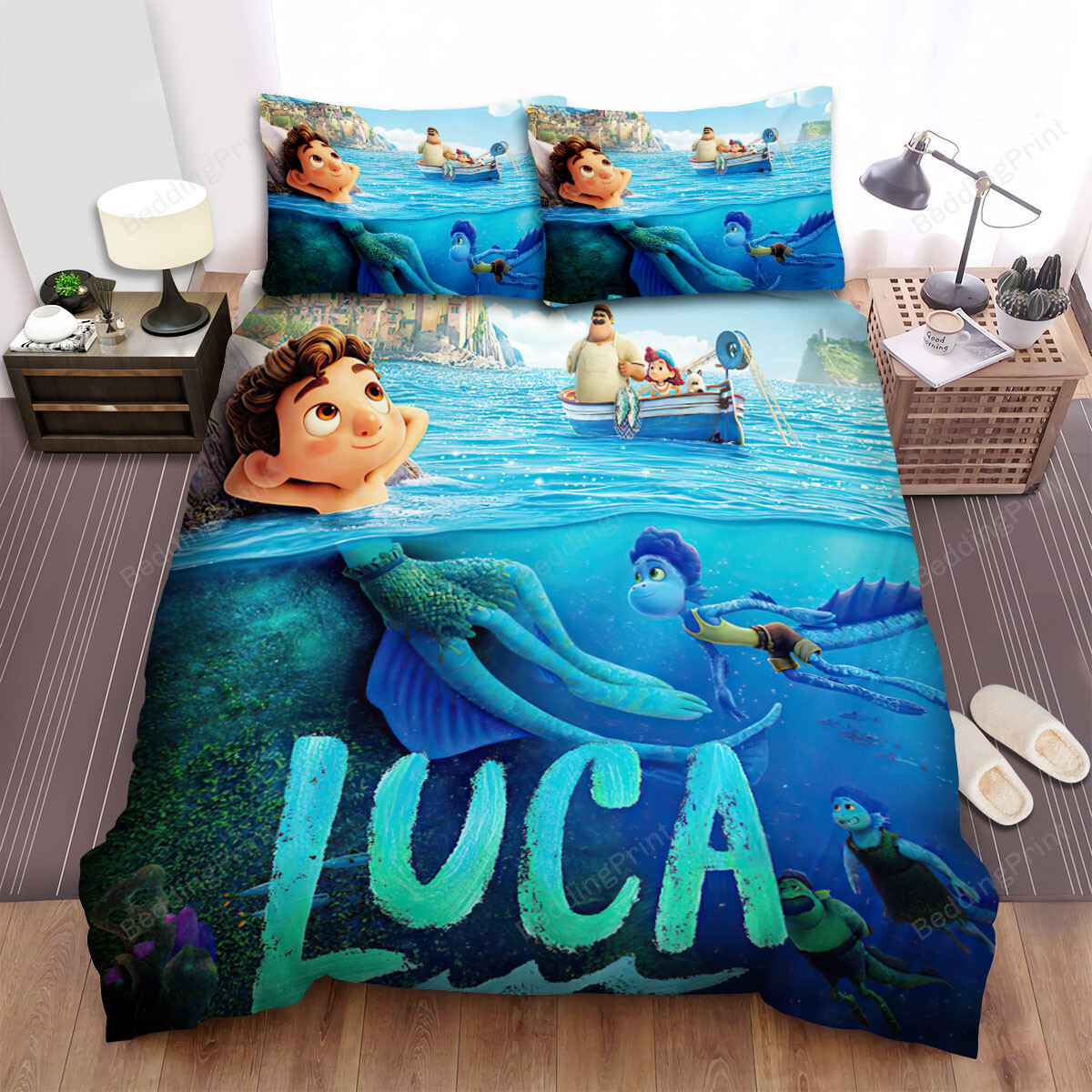 Luca (2021) Poster Movie Poster Bed Sheets Duvet Cover Bedding Sets Ver 4
