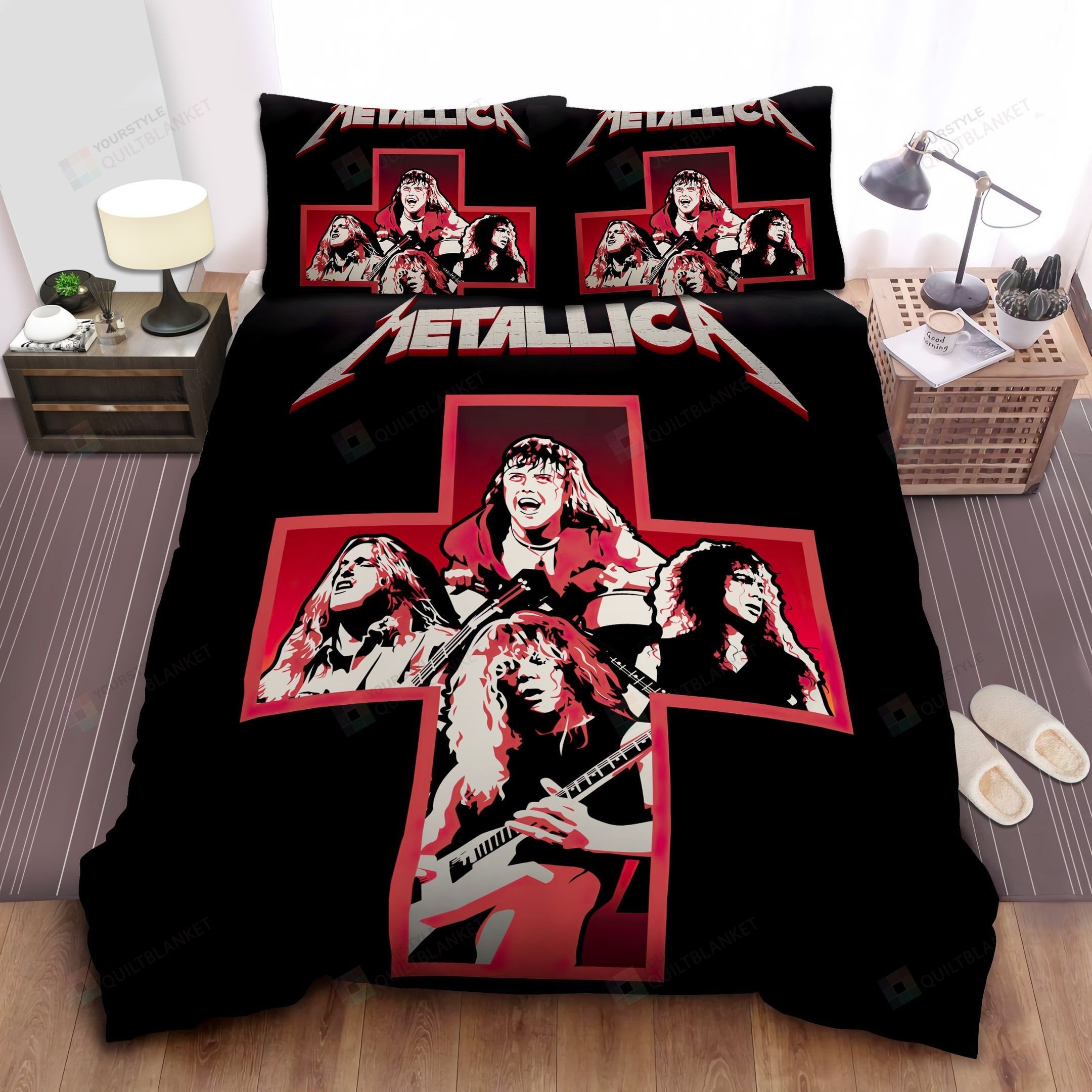Metallica In Red Cross Sign Bed Sheet Duvet Cover Bedding Sets