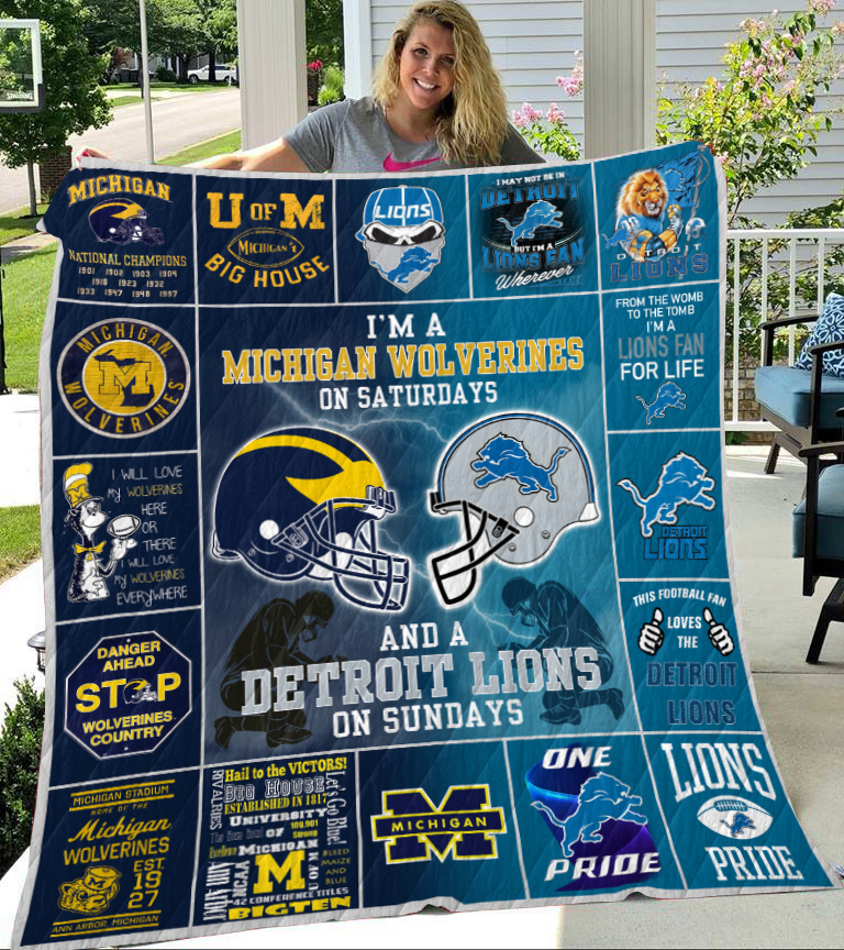 Michigan Wolverines Amp Detroit Lions Quilt Blanket