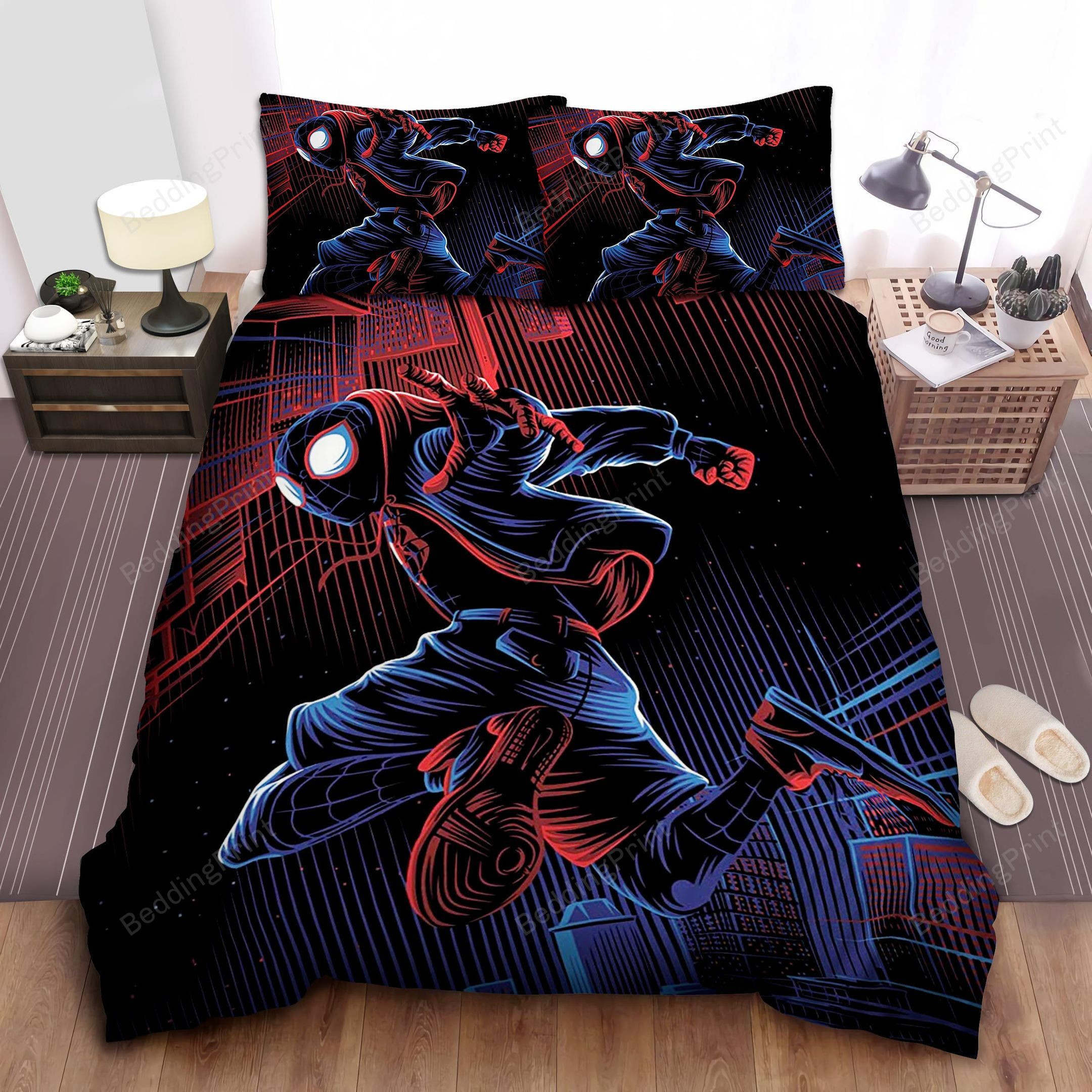 Miles Morales Spider-man In Signature Colors Drawing Bed Sheets Duvet Cover Bedding Sets