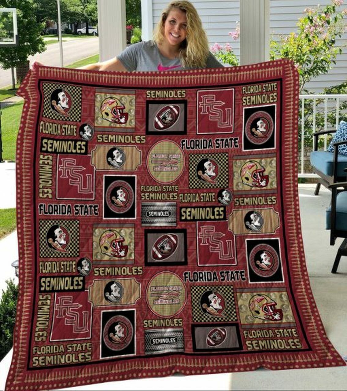 Ncaa Florida State Seminoles Quilt Blanket 77