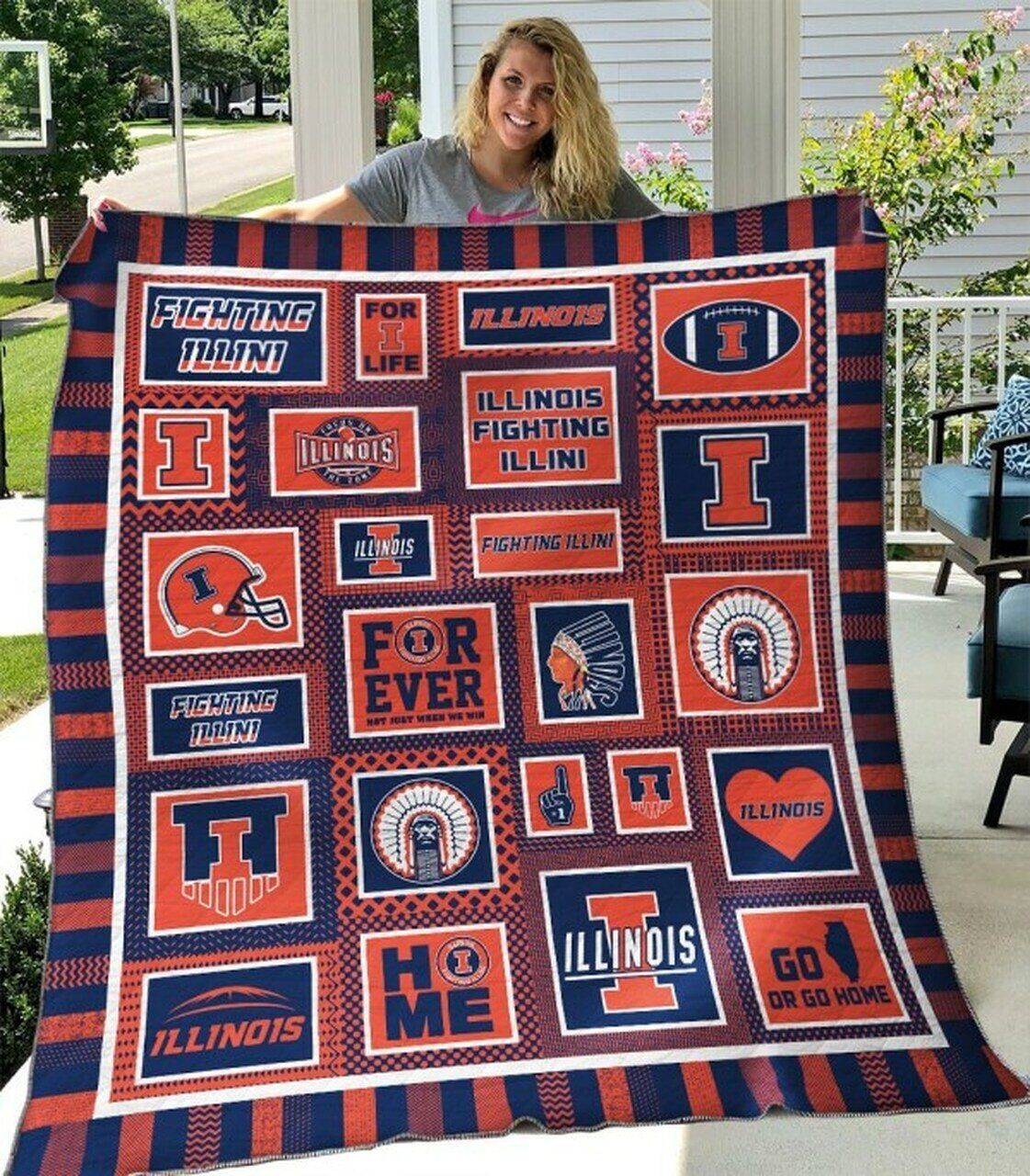 Ncaa Illinois Fighting Illini Quilt Blanket 423