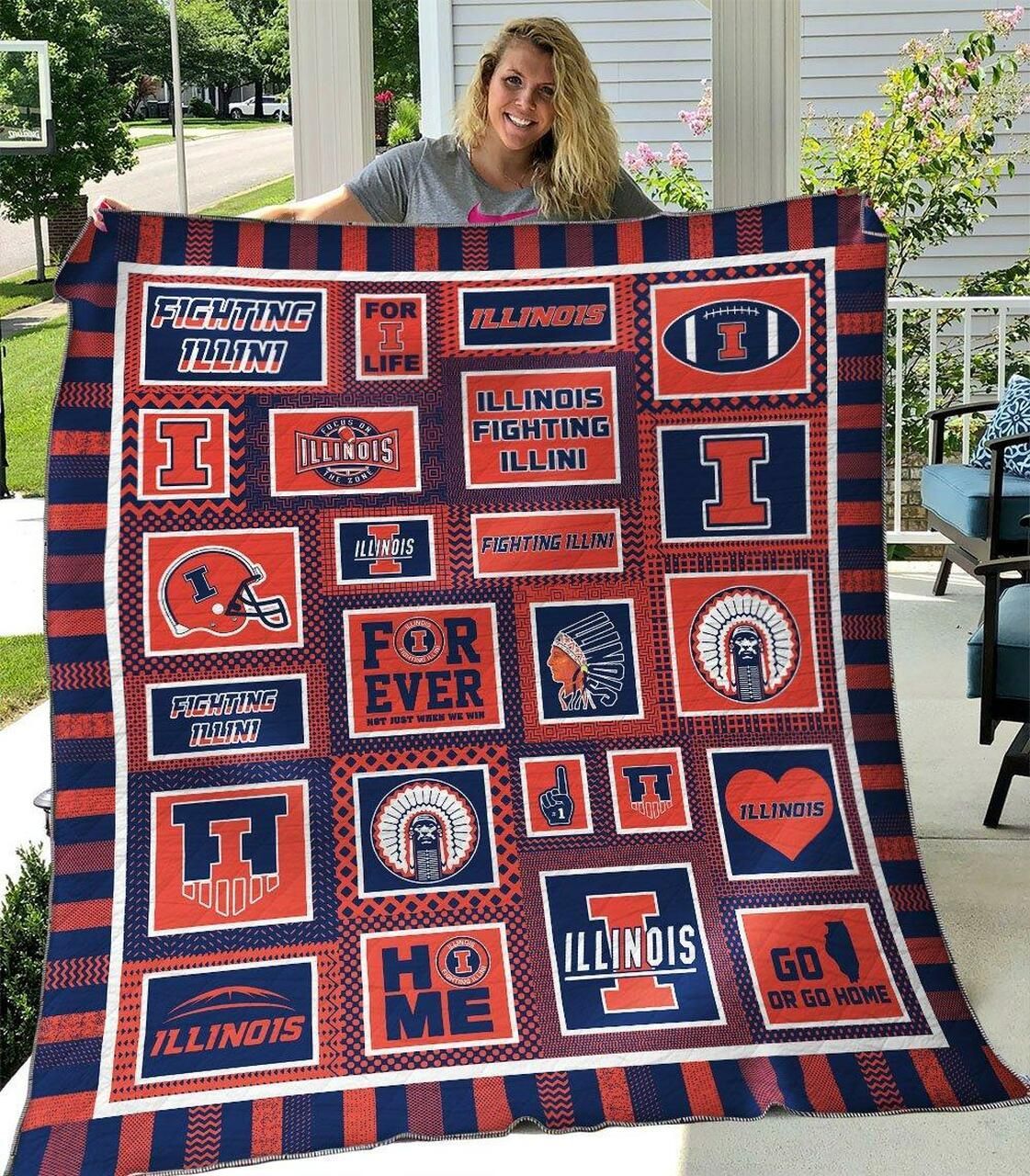 Ncaa Illinois Fighting Illini Quilt Blanket 424