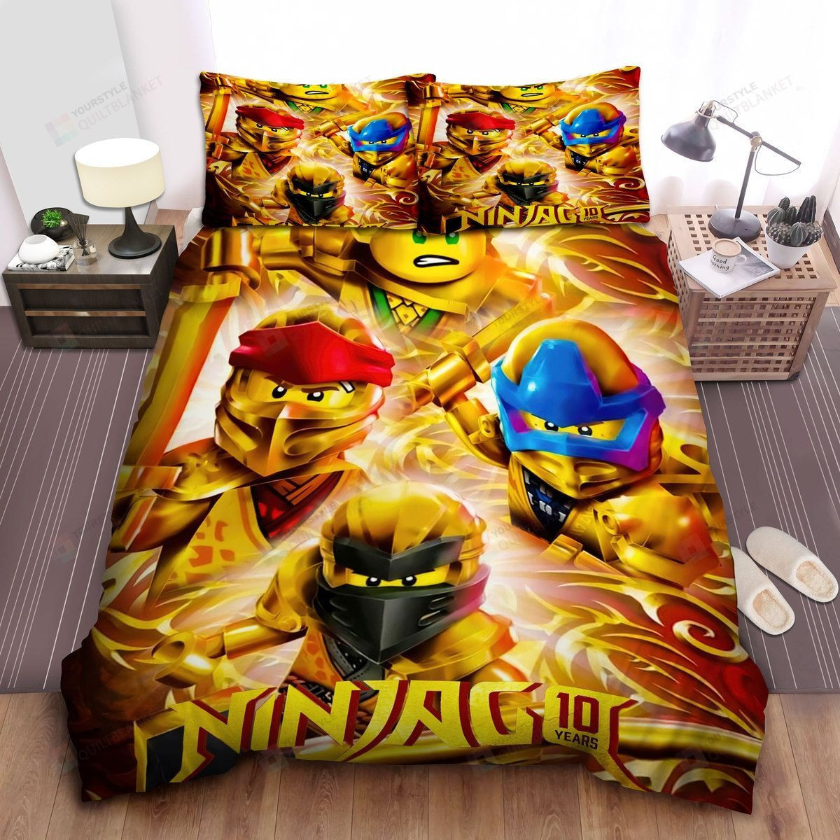 Ninjago Elemental Masters In Golden Armor Bed Sheets Duvet Cover Bedding Sets
