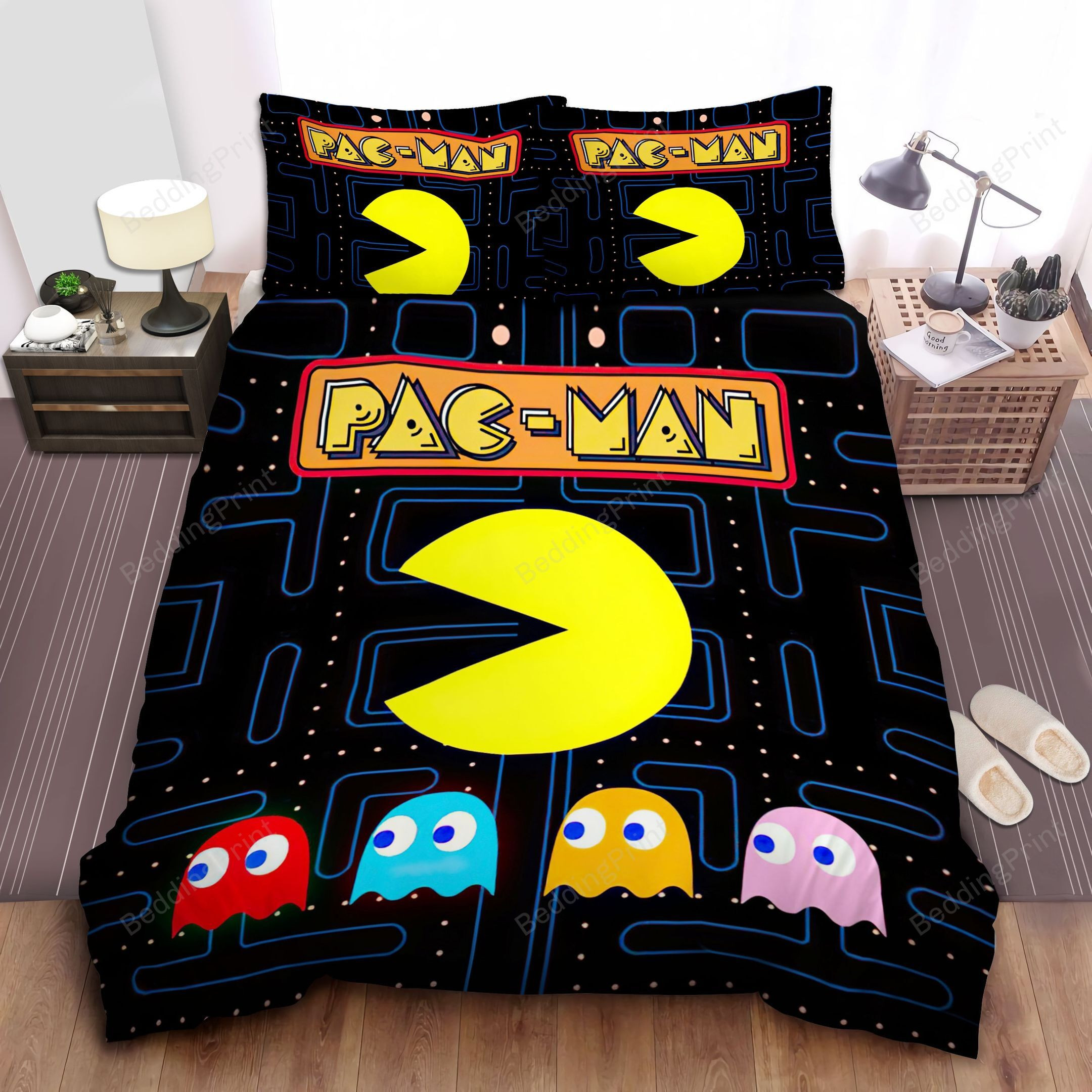 Pac-man The Four Colored Ghosts And The Maze Bed Sheets Duvet Cover Bedding Sets