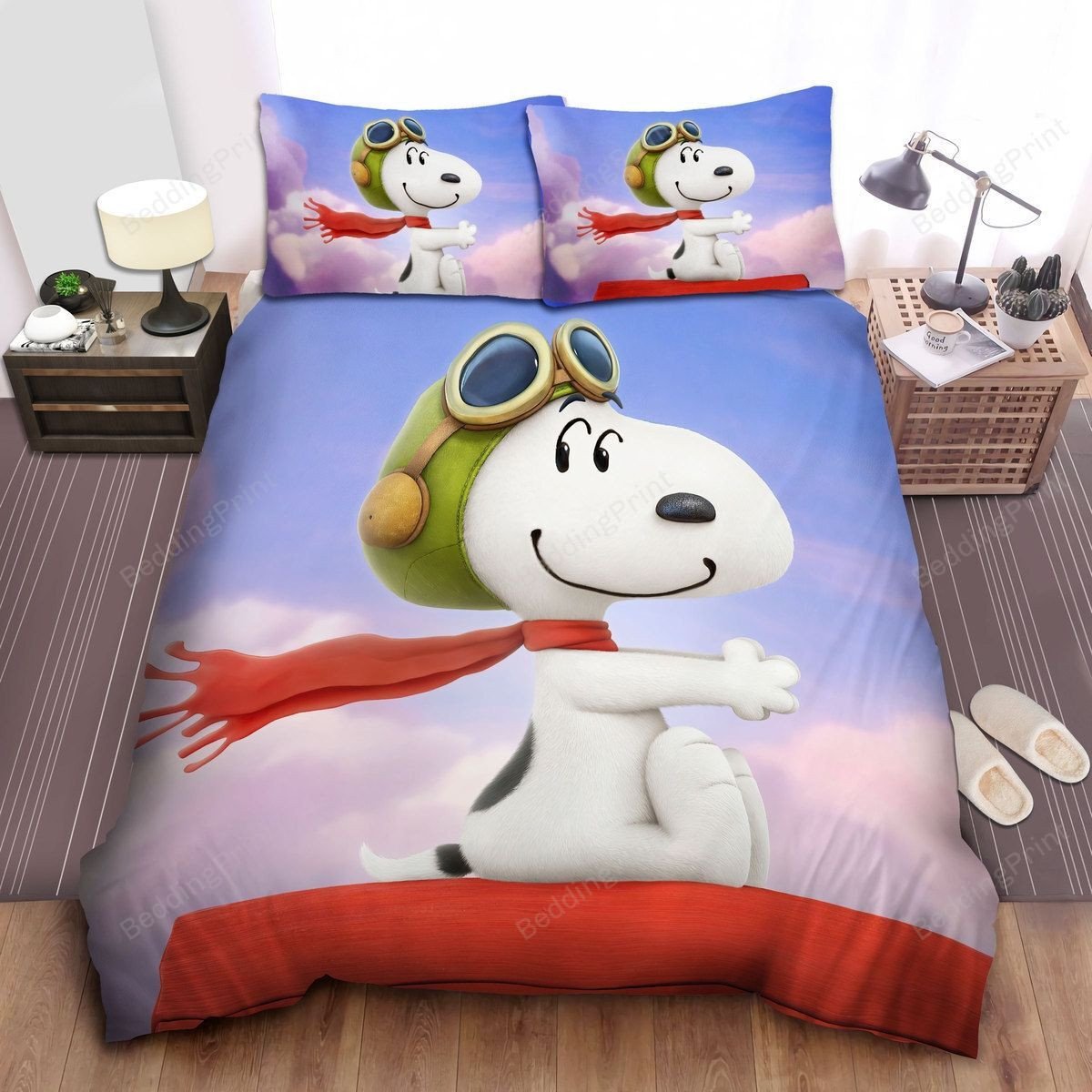 Peanuts Snoopy In Pilot Hat Bed Sheets Duvet Cover Bedding Sets
