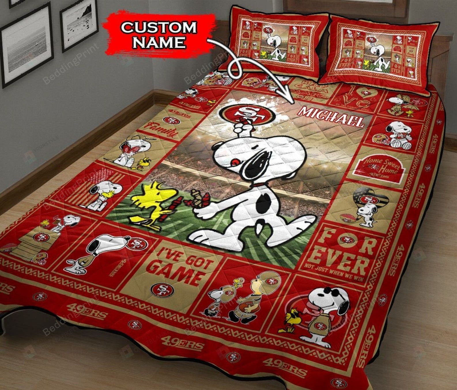 Personalized Custom Name San Francisco 49ers Quilt Bedding Set