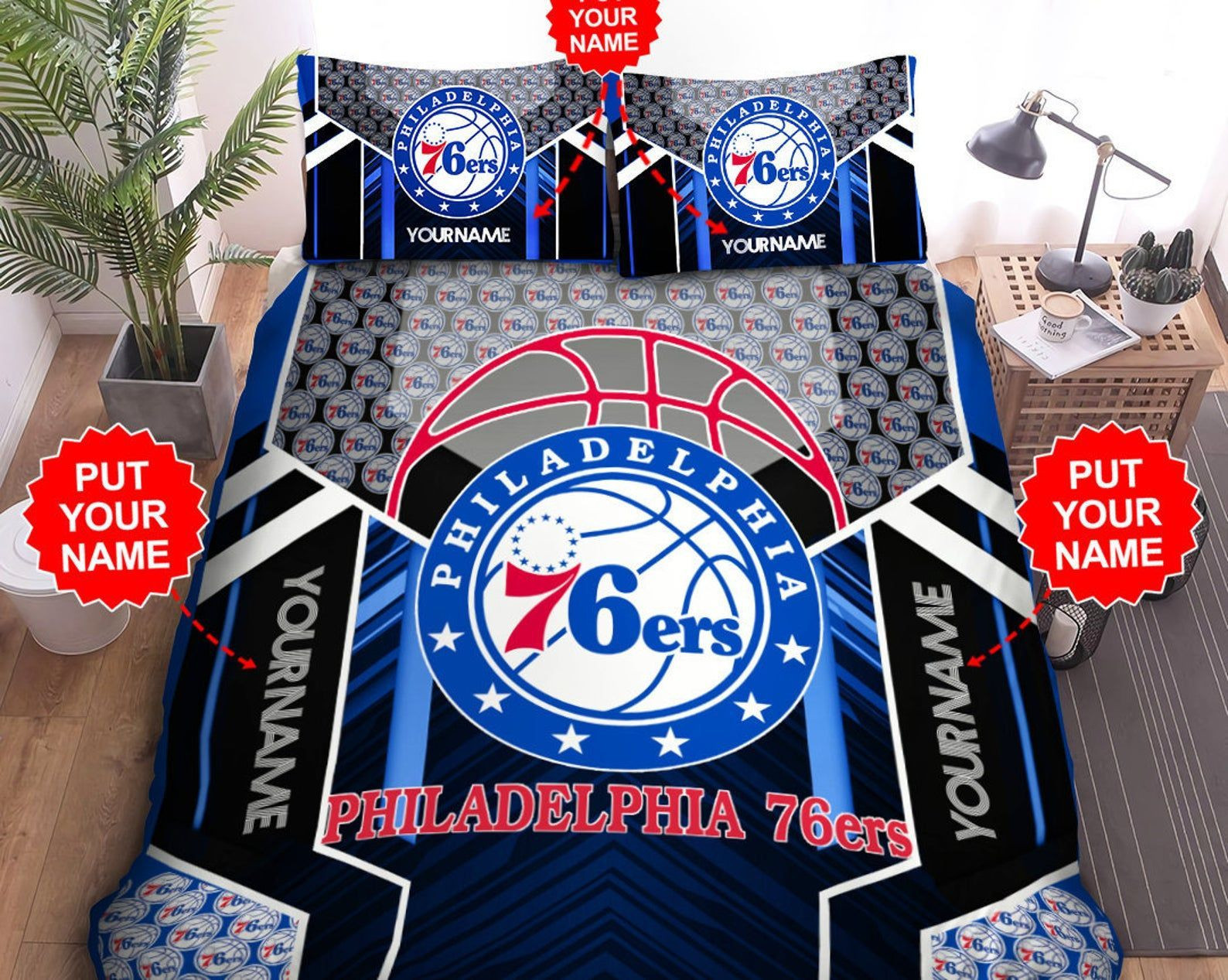 Philadelphia 76ers Bedding Set Custom Name Philadelphia 76ers Duvet Covers 76ers Nba Bedding Nba Bedding Set76ers Nba Fans Gift Hc Cb71