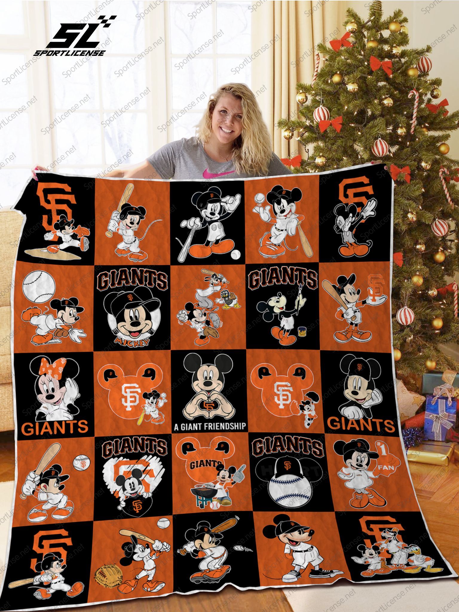 San Francisco Giants Mickey Mouse Quilt Blanket Great Customized Blanket Gifts For Birthday Christmas Thanksgiving