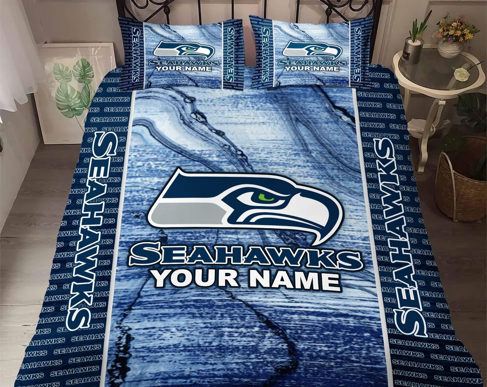 Seattle Seahawks Bedding Set,custom Name Seattle Seahawks Duvet Covers,seahawks Nfl Bedding Set, Seahawks Nfl Bedding Gift For Fans, Htl 23e