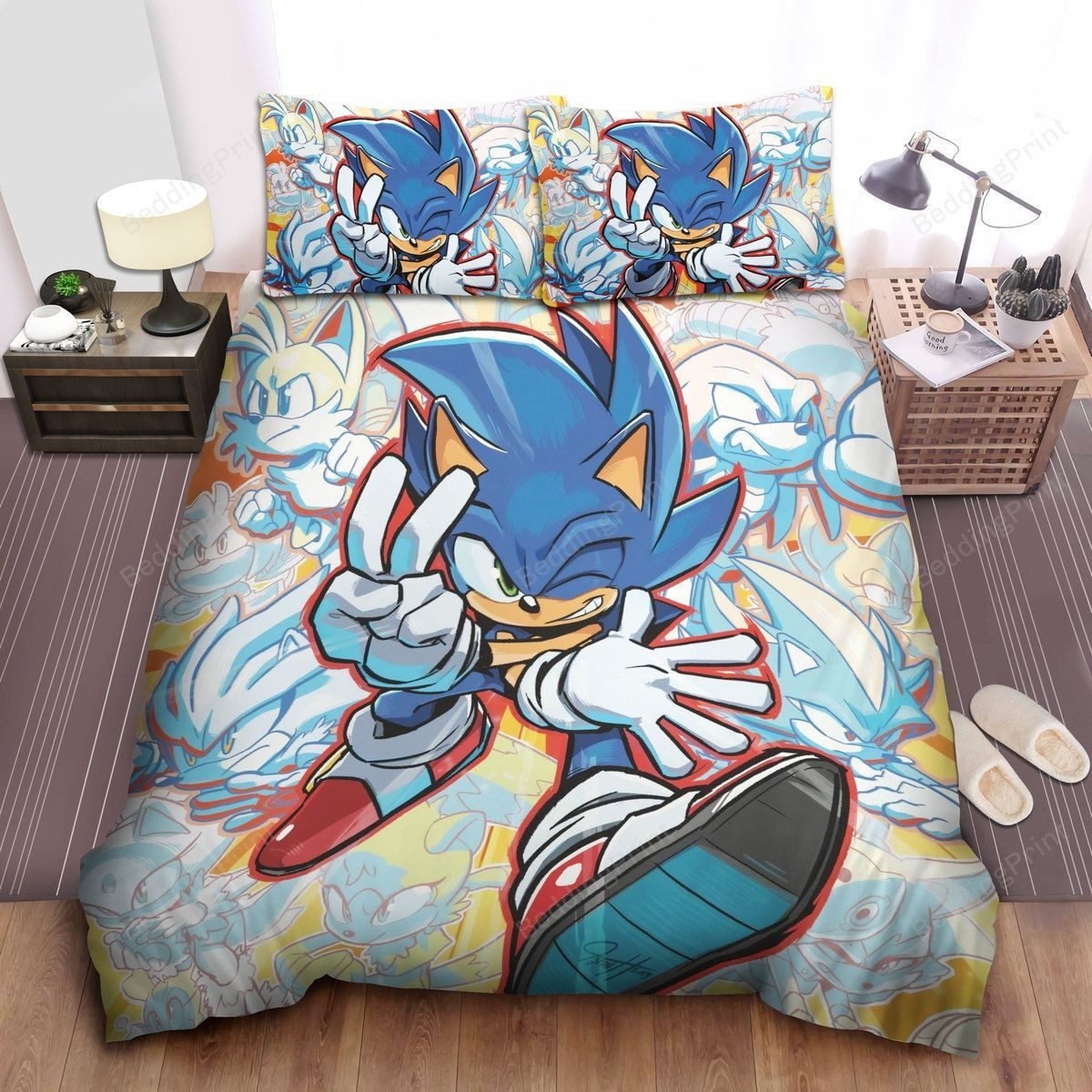 Sonic The Hedgehog And Friends Artwork Bed Sheets Duvet Cover Bedding Sets