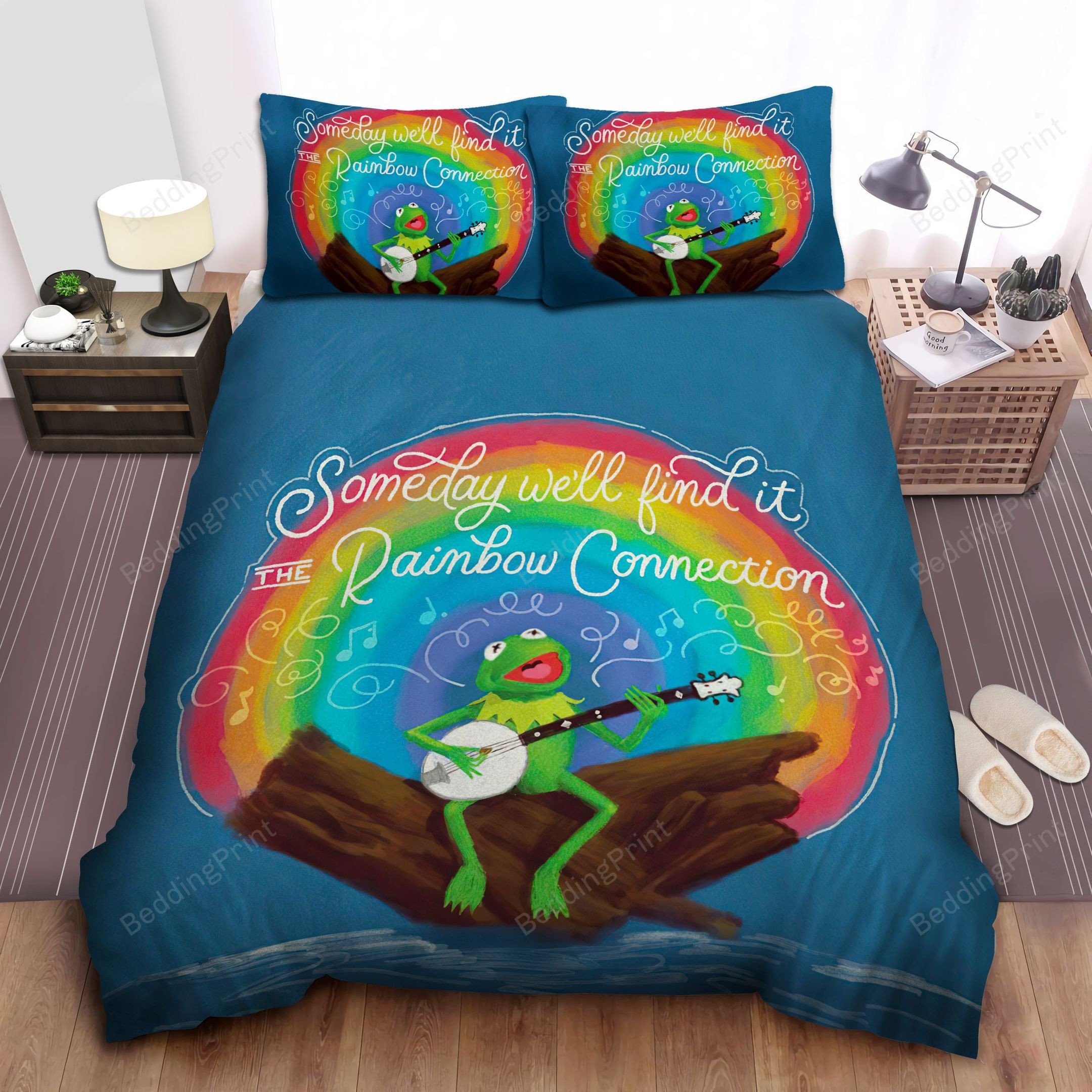 The Muppets Kermit The Frog Singing The Rainbow Connection Painting Bed Sheets Duvet Cover Bedding Sets