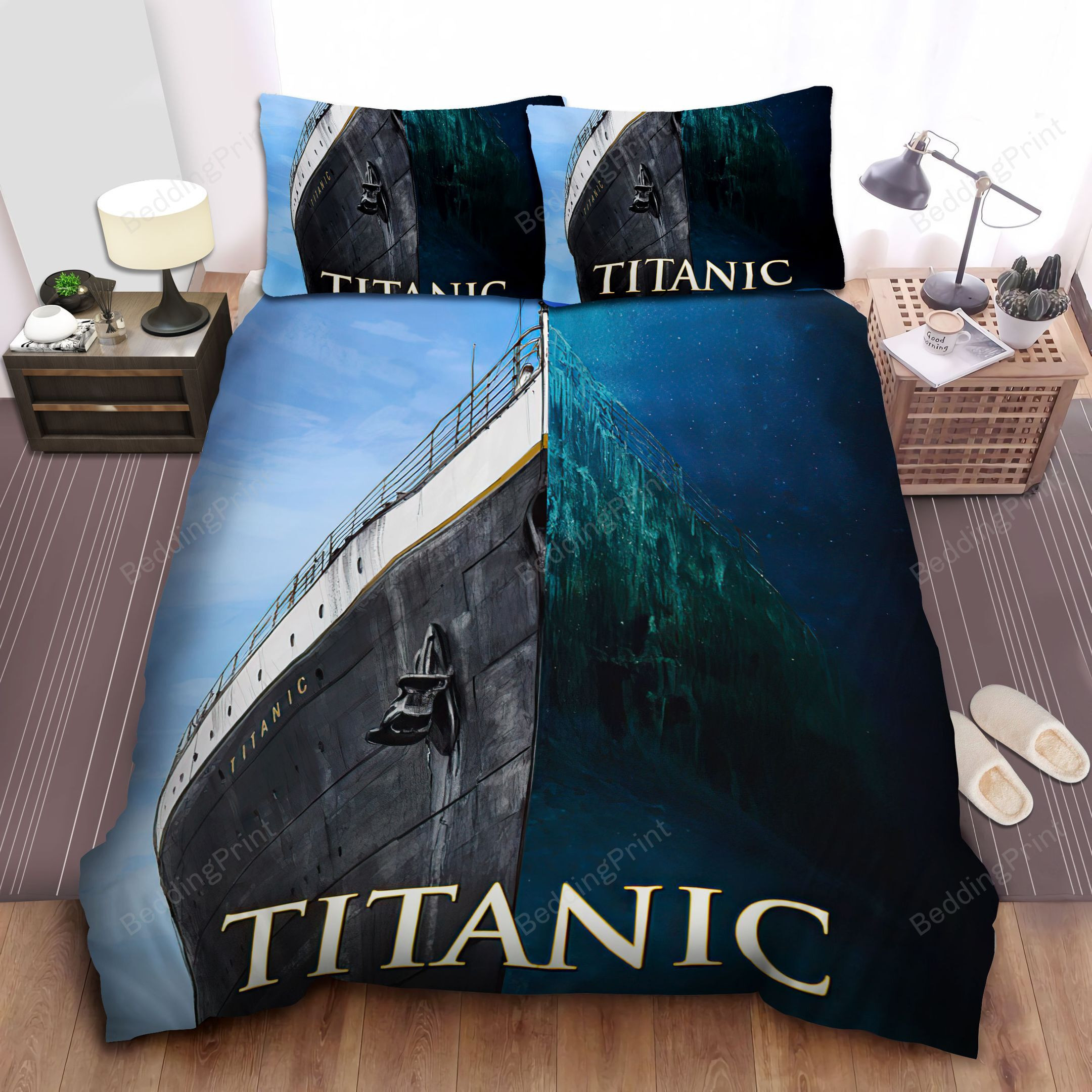 Titanic The Unsinkable Ship Split Artwork Bed Sheets Duvet Cover Bedding Sets