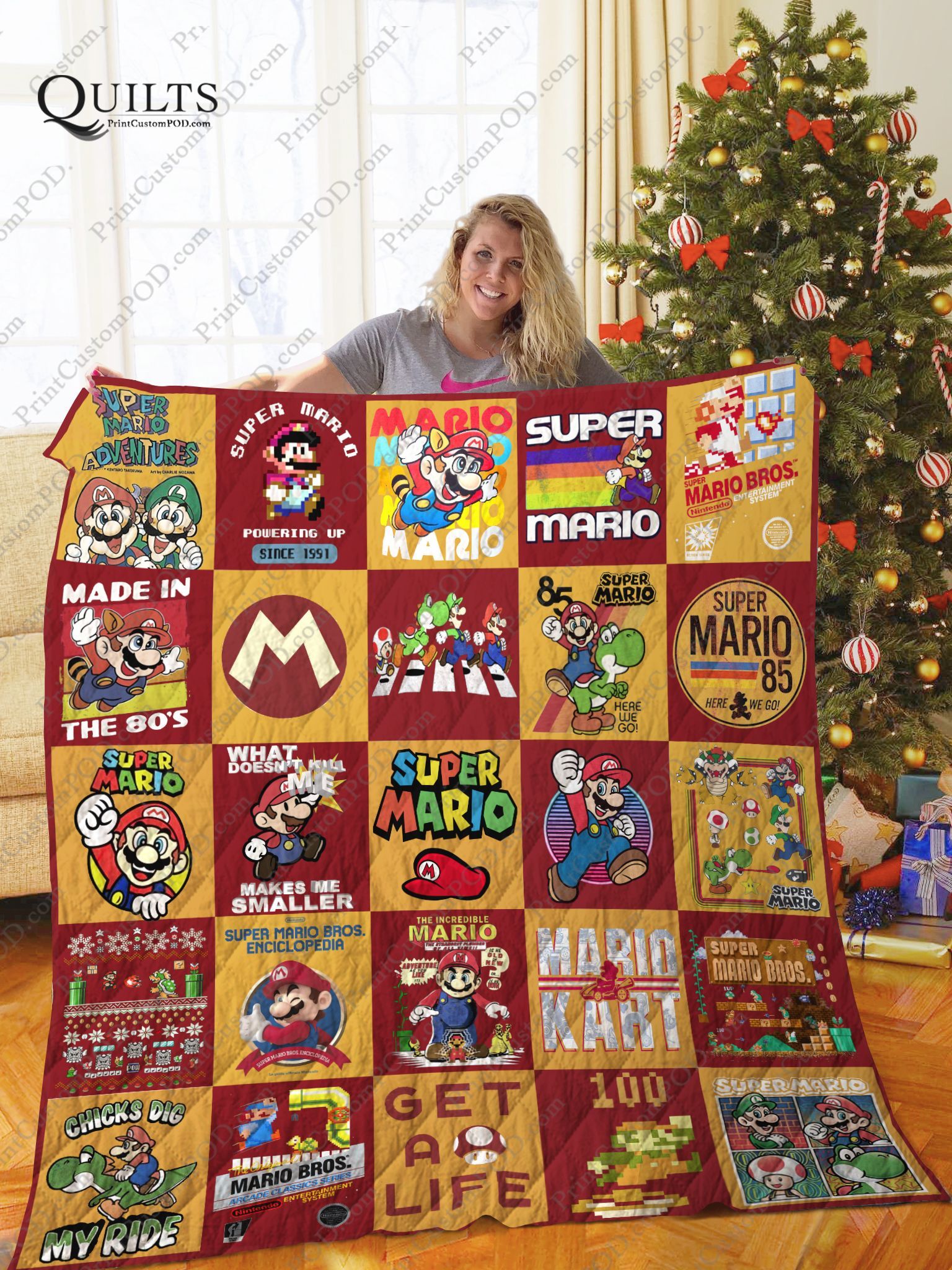 Tlmus Super Mario Quilt Blanket