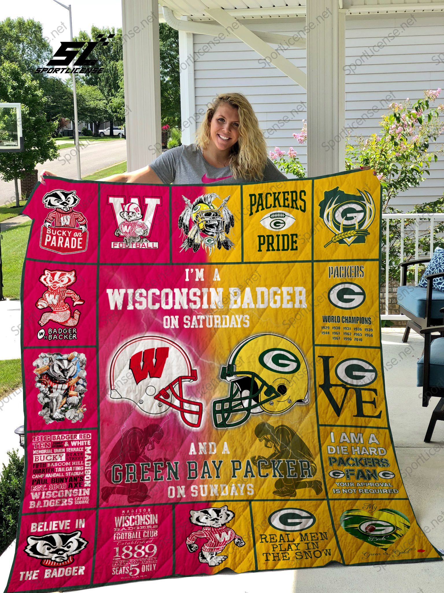 Wissconsin Badger Amp Green Bay Packers Quilt Blanket