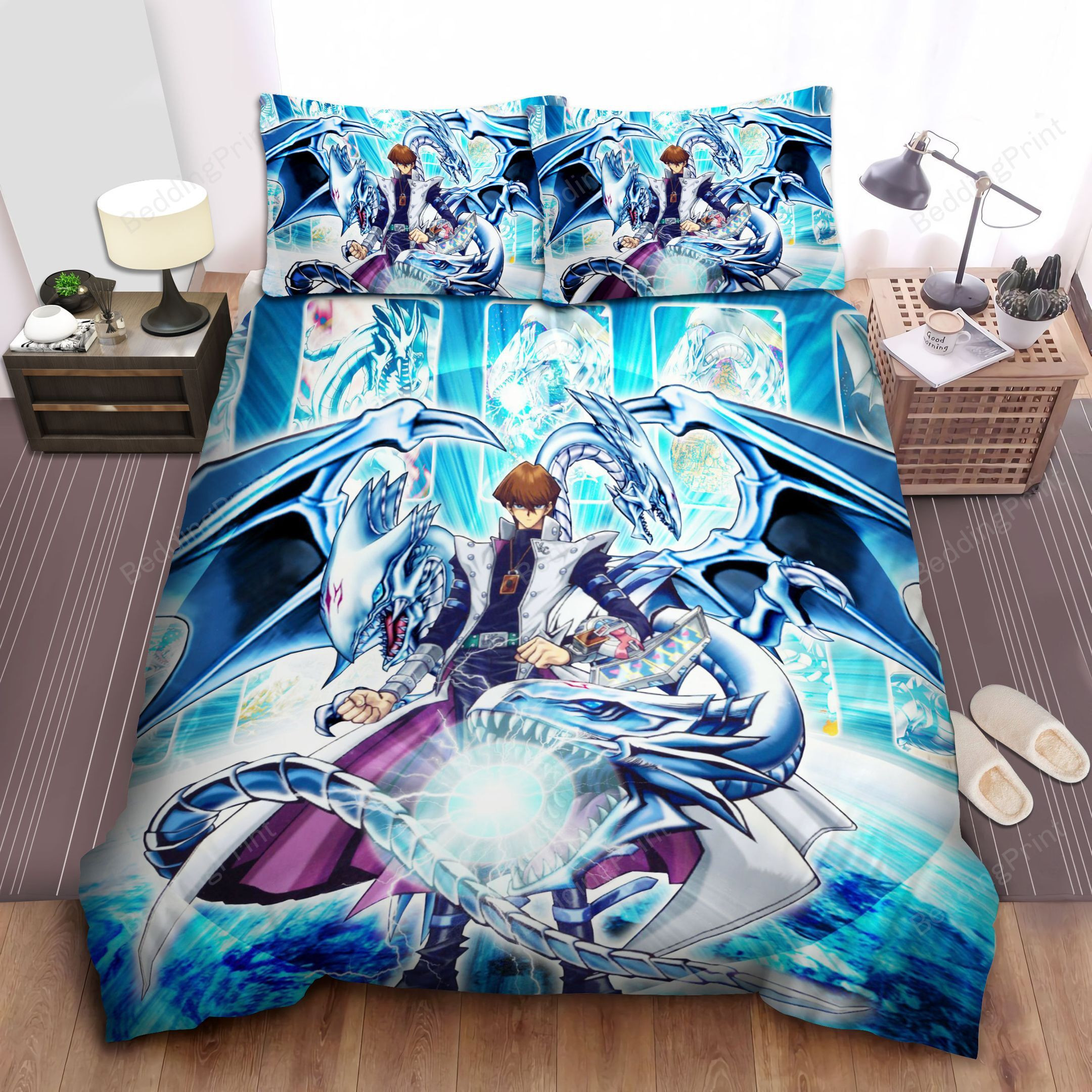 Yu-gi-oh! Neo Blue Eyes White Dragon Kaiba Bed Sheets Duvet Cover Bedding Sets