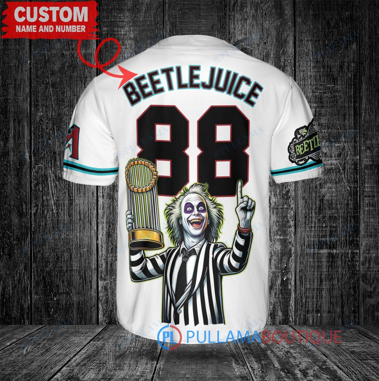 Arizona Diamondbacks Beetlejuice Halloween World Series Trophy Baseball Jersey