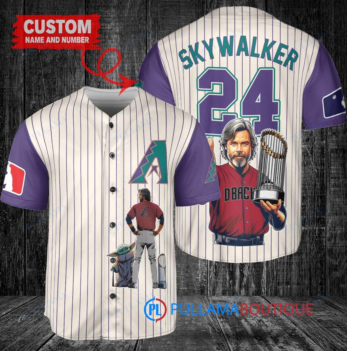 Arizona Diamondbacks x Luke Skywalker Star Wars with Trophy Custom Baseball Jersey Cream-Purple