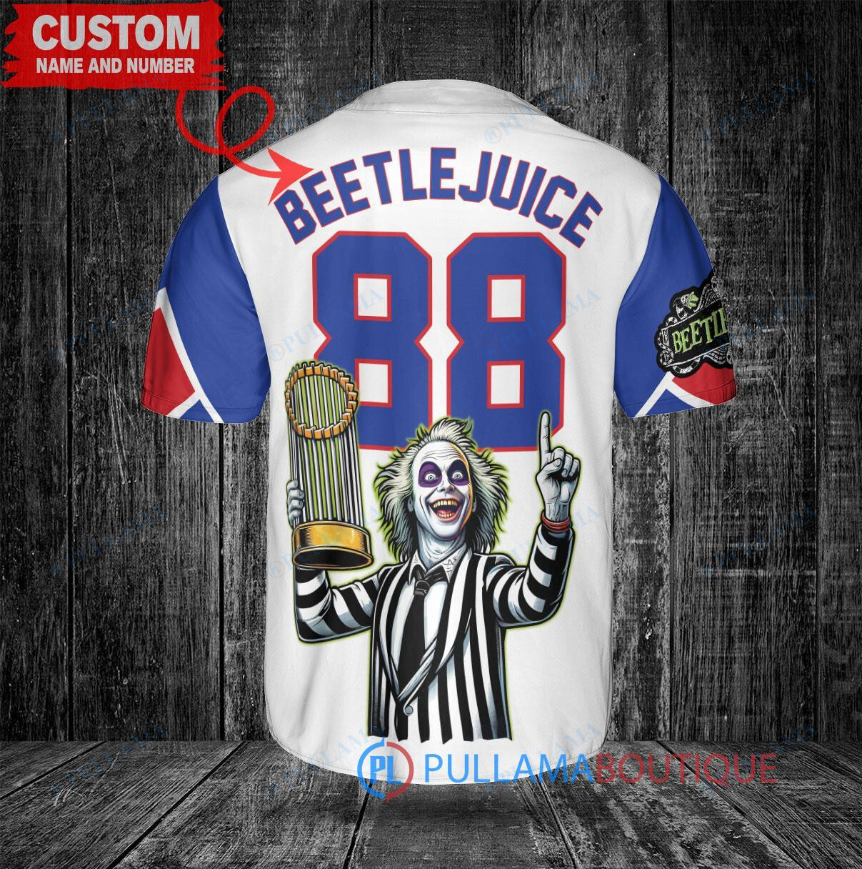 Atlanta Braves Beetlejuice Halloween World Series Trophy Baseball Jersey White