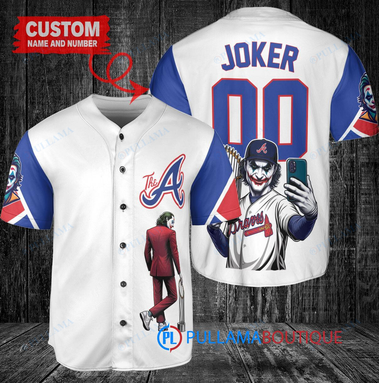 Atlanta Braves x Joker DC Comics with Trophy Custom Baseball Jersey White City Connect