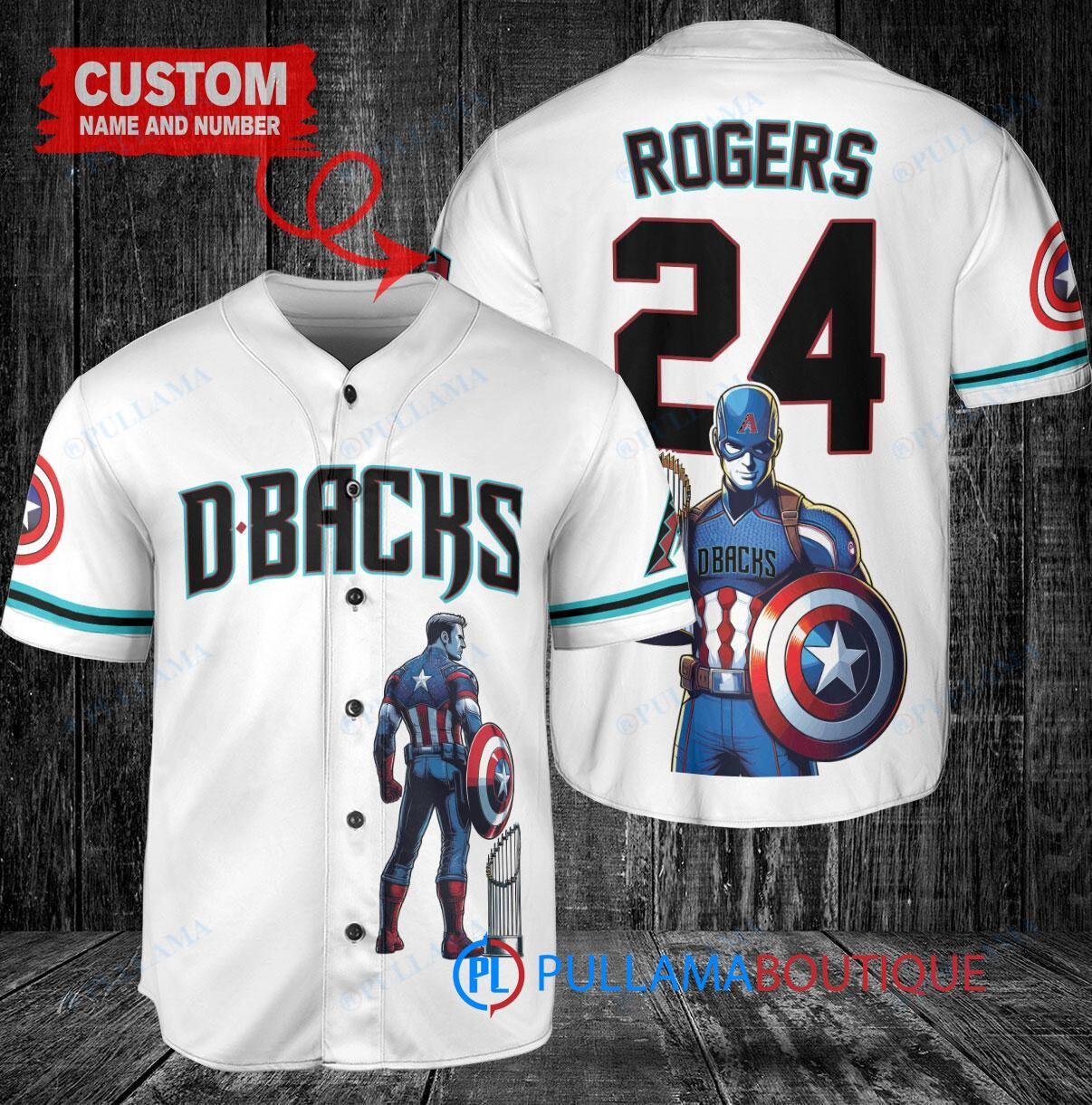 AZ Diamondbacks x Marvel Captain America Steve Rogers Baseball Jersey White