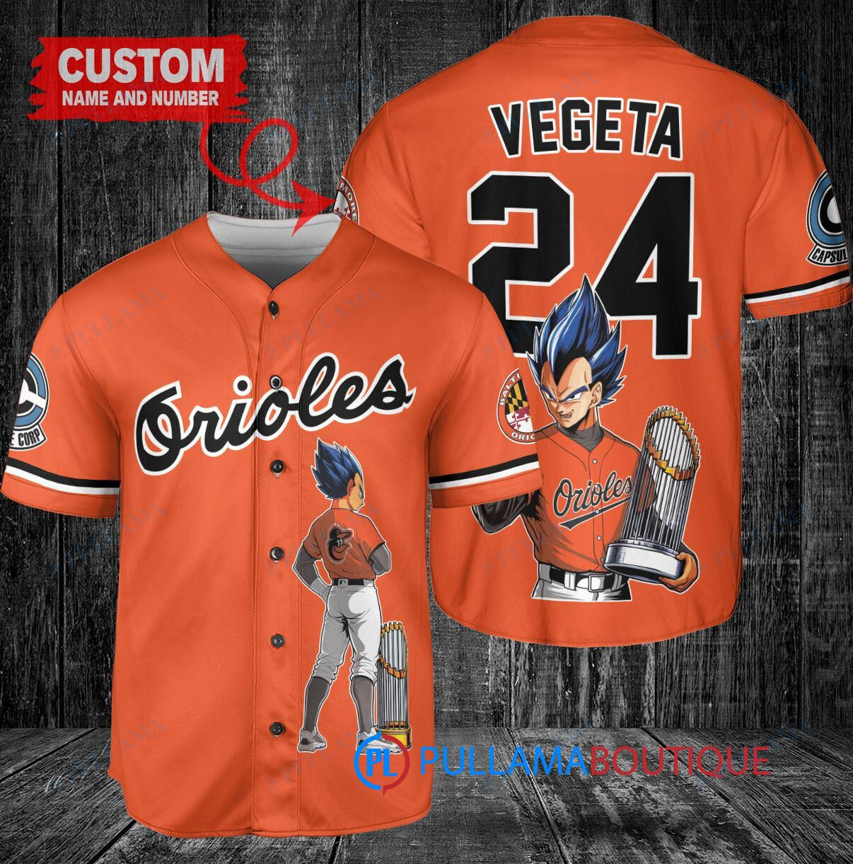 Baltimore Orioles x Vegeta Super Saiyan Dragon Ball Z with Trophy Custom Baseball Jersey Orange