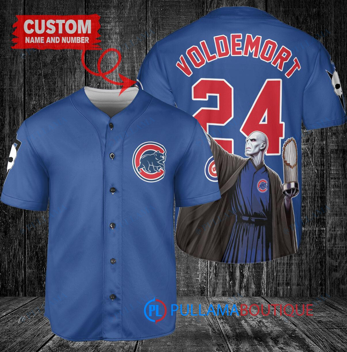 Chicago Cubs x Lord Voldemort Harry Potter with Trophy Custom Baseball Jersey Royal