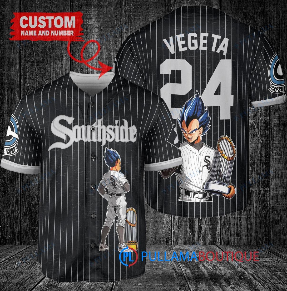 Chicago White Sox Vegeta Super Saiyan Dragon Ball Z Trophy Baseball Jersey Black