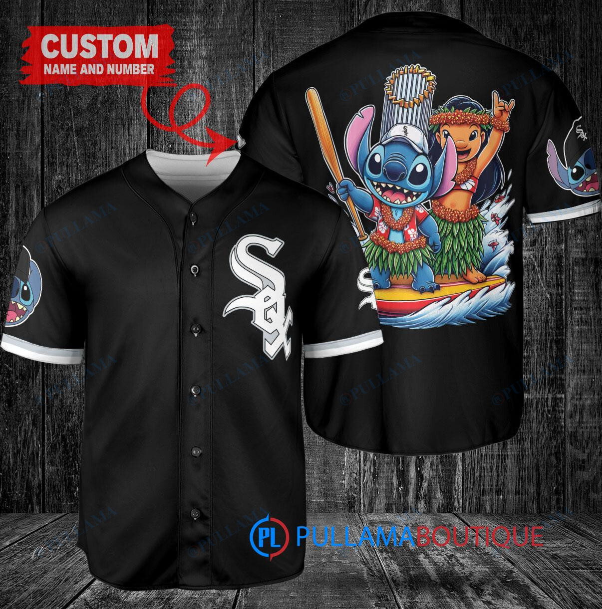 Chicago White Sox x Lilo & Stitch with Trophy Baseball Jersey Black