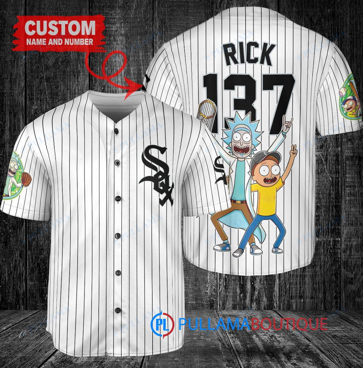 Chicago White Sox x Rick and Morty with Trophy Custom Baseball Jersey White