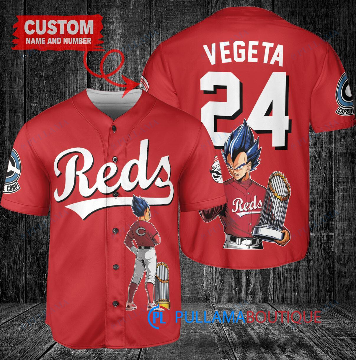 Cincinnati Reds x Vegeta Super Saiyan Dragon Ball Z with Trophy Custom Baseball Jersey Red