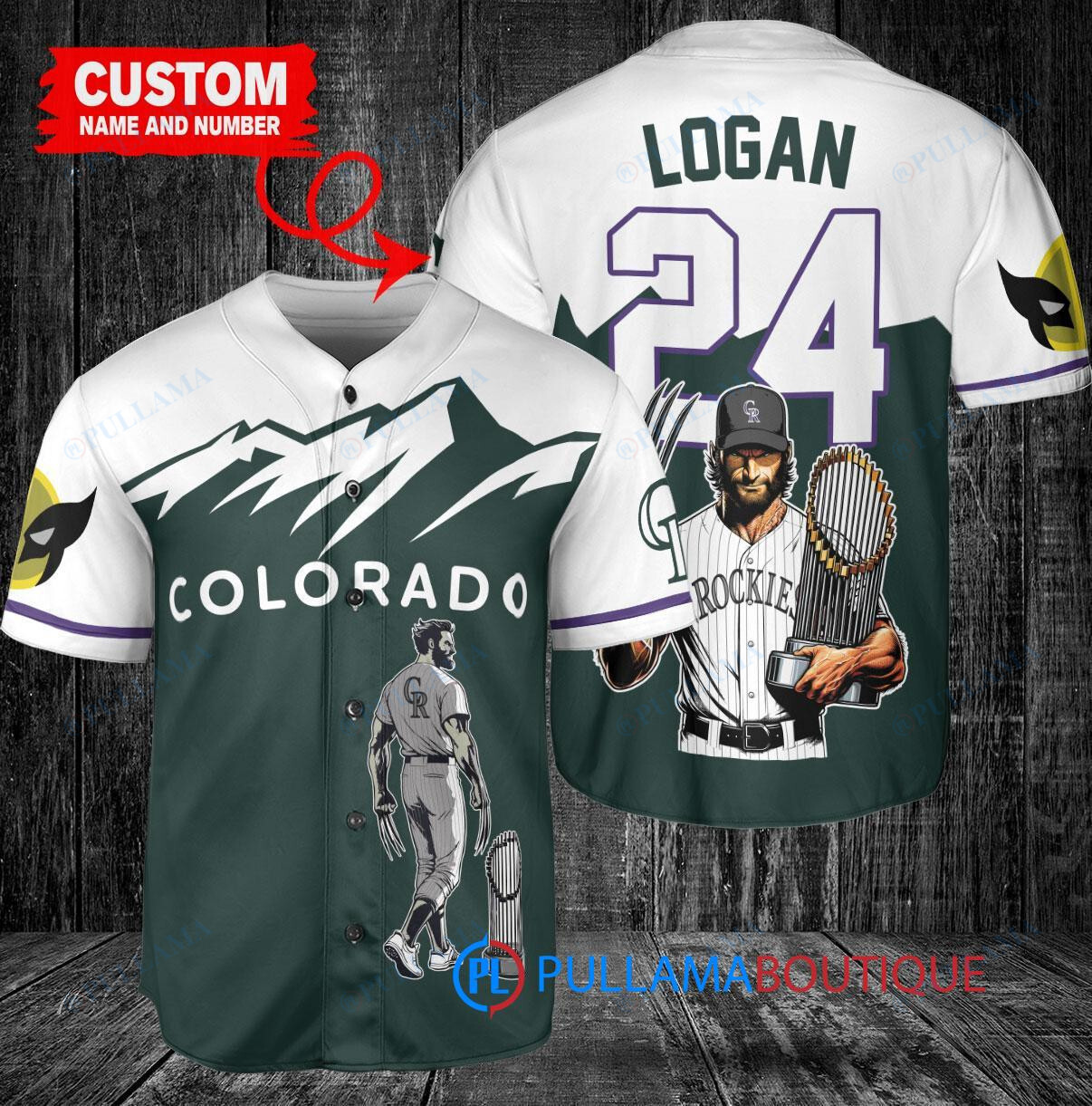 Colorado Rockies x Wolverine Logan with Trophy Custom Baseball Jersey Green