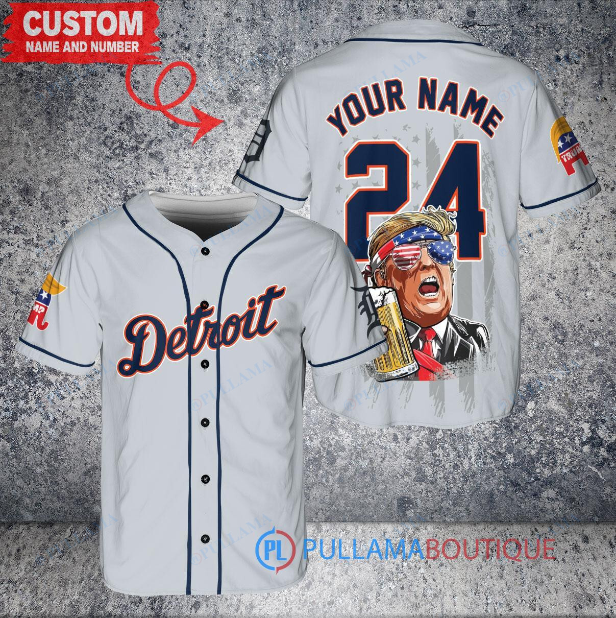 Detroit Tigers Limited Edition World Series Trophy Baseball Jersey Gray