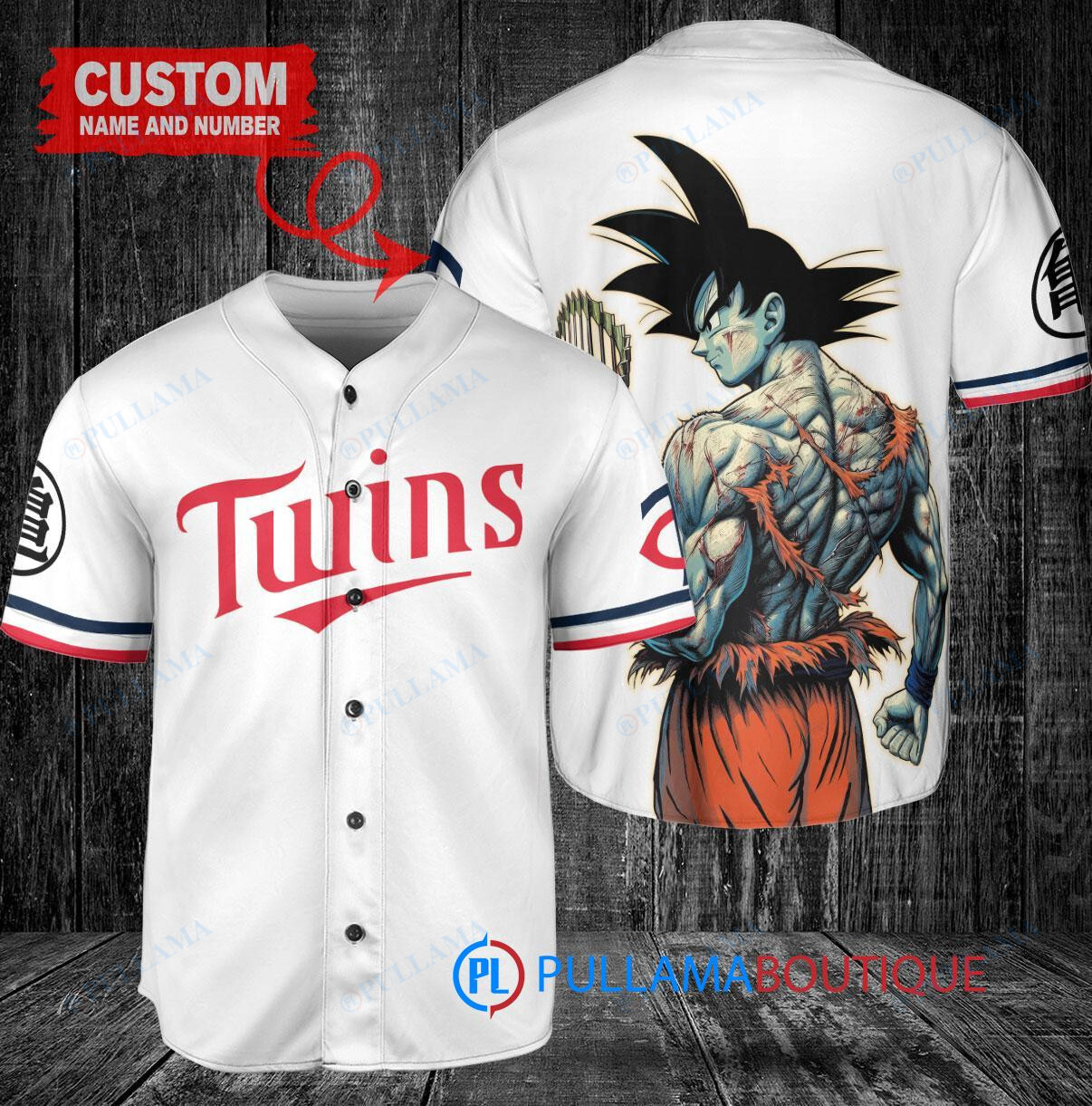 Minnesota Twins x Son Goku Kakarot Super Saiyan Dragon Ball Z with Trophy Baseball Jersey White