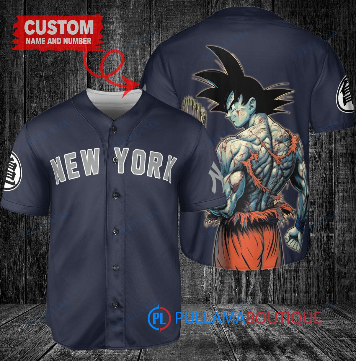 New York Yankees x Son Goku Kakarot Super Saiyan Dragon Ball Z with Trophy Baseball Jersey Navy