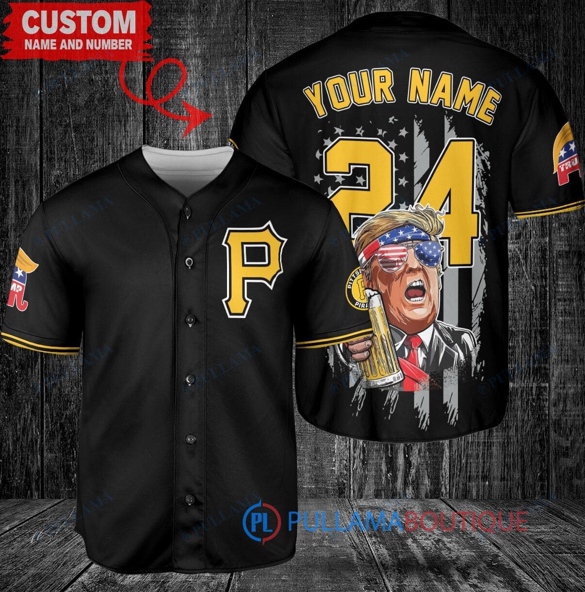 Pittsburgh Pirates x Limited Edition with World Series Trophy Custom Baseball Jersey Black