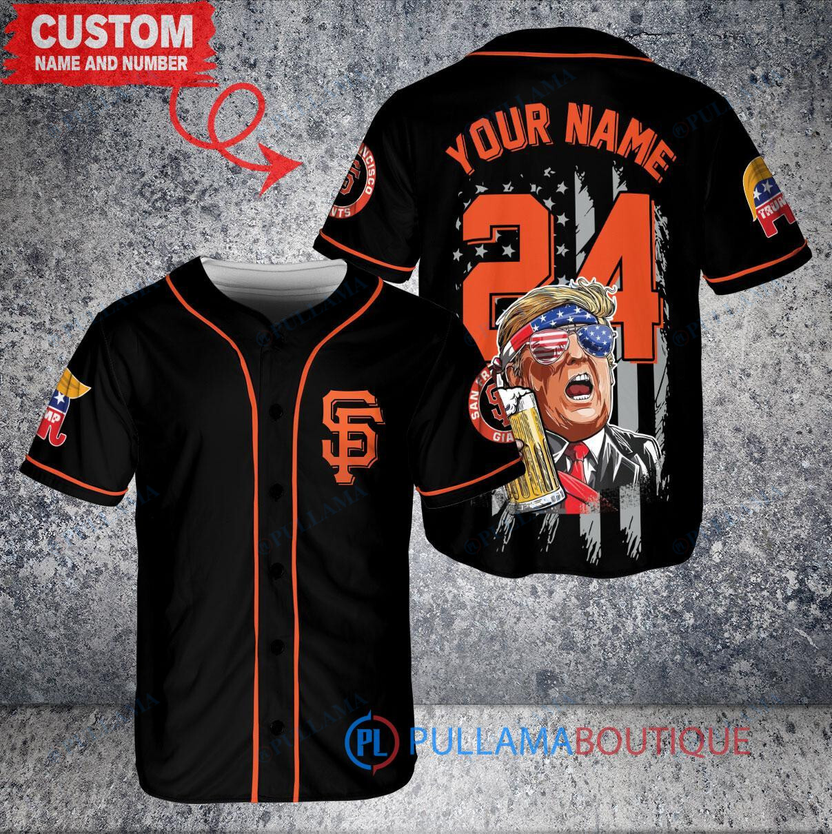 San Francisco Giants x Limited Edition with World Series Trophy Custom Baseball Jersey Black