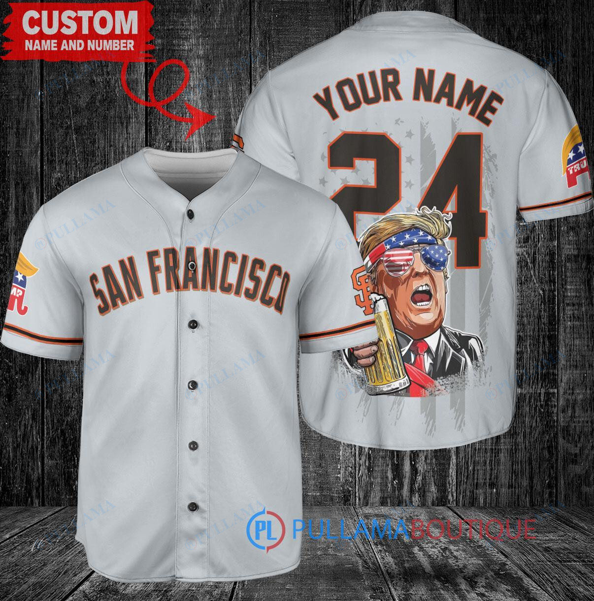 San Francisco Giants x Limited Edition with World Series Trophy Custom Baseball Jersey Gray