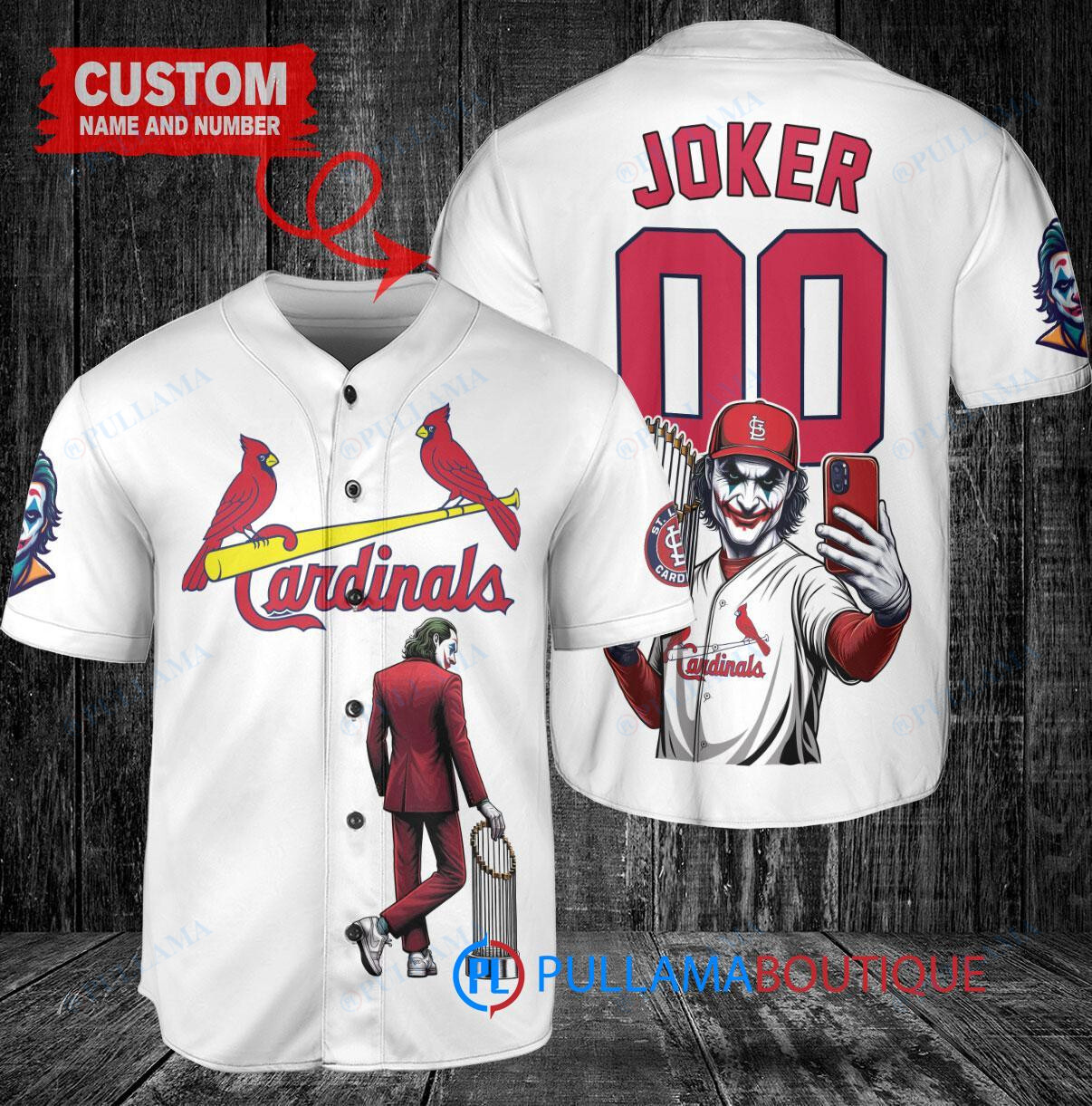 St. Louis Cardinals x Joker DC Comics with Trophy Custom Baseball Jersey White