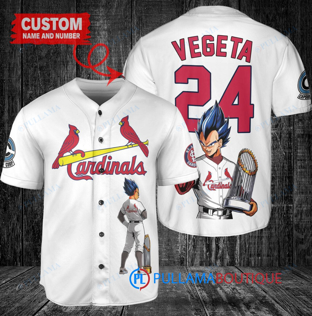St. Louis Cardinals x Vegeta Super Saiyan Dragon Ball Z with Trophy Custom Baseball Jersey White