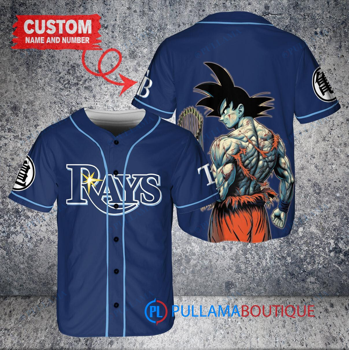 Tampa Bay Rays x Son Goku Kakarot Super Saiyan Dragon Ball Z with Trophy Baseball Jersey Navy