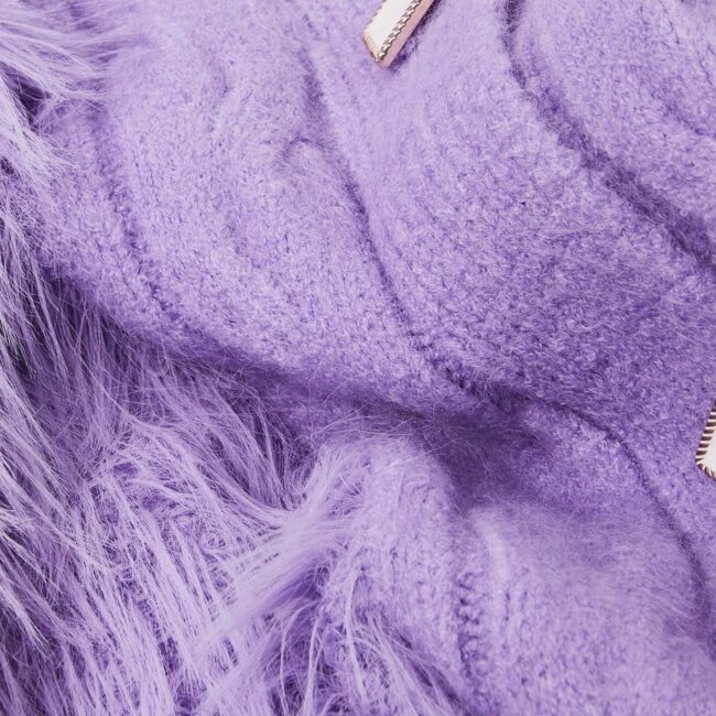 Lavender Fluffy Textured Button-Up Cardigan Sweater SP3