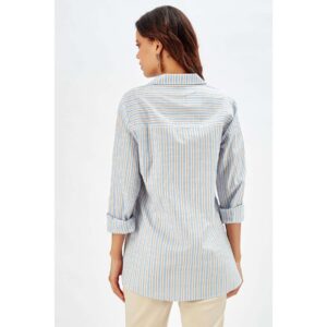 Classic Blue and White Vertical Striped Long Sleeve Shirt SP25