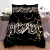 Ac/dc Name Logo On Thunder Background Art Bed Sheet Duvet Cover Bedding Sets