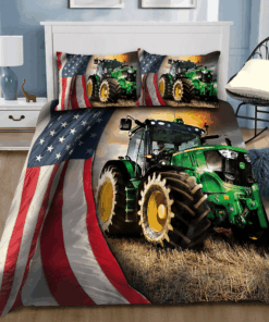 American Flag And Tractor Bed Sheets Spread Duvet Cover Bedding Sets