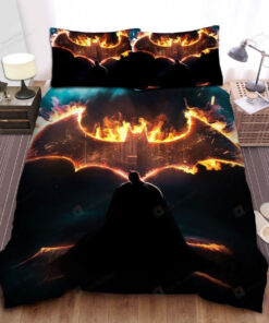 Batman And The Burning Bat Logo Bed Sheets Spread Duvet Cover Bedding Sets